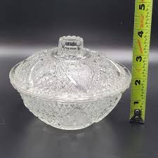 Vintage Cut Clear Glass Candy Dish W/Lid Malaysia KIG Heart ...