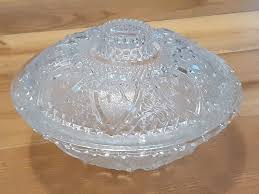 Vintage Pasari Heart Pattern Clear Glass Lidded Serving Bowl ...