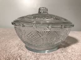 Vintage Kig Indonesia Glass Clear Candy Bowl Serving Bowl ...