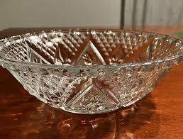 Hearts and Flowers Pattern Glass Serving Bowl or Candy Dish ...