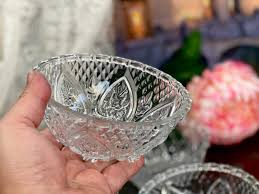 1980s Glass Bowls Candy Nuts Serving Dish Hand Cut Vintage ...