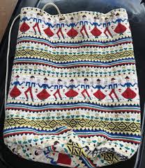 Scandinavian Boho Cotton Loom Drawstring Bag Folk Art Design *Read | eBay