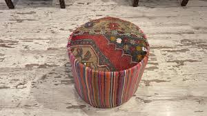 Rustic Retro Vintage Modern Ottoman Round Handmade Pouf Foot ...