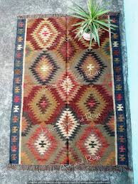 Multi Color Rug Wool Jute Rug, Handmade Wool Rug, Navajo ...