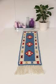 Vintage Blue Red White Wool Hand Woven Tapestry , Small Kilim Rug, Narrow Ethnic Kilim Decor, Handwoven Tapestry, Small Hand Woven Runner - Etsy