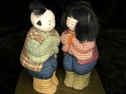 Vintage Japanese Kimekomi Dolls Boy & Girl Folk Art In ...