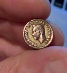 Solid Brass Vintage Button King's Profile 3/8"" Georgious VI D G BR OMN REX" | eBay