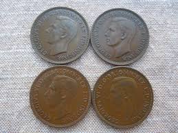King George 6th, 1 Penny Coins, 1937 to 1949, Sell by the ...