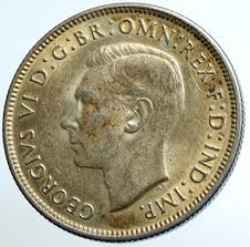 1943 AUSTRALIA Large King George VI Kangaroos OLD Silver ...