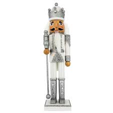 King Nutcracker Silver and White Glitter and Crown 15 inch ...