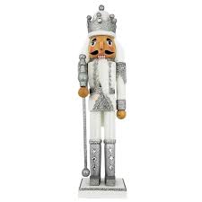 N1513-S 15" Nutcracker Snow King in Silver and White Glitter ...