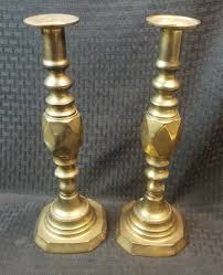 Antique Brass Candlesticks Pair King Of Diamonds | eBay