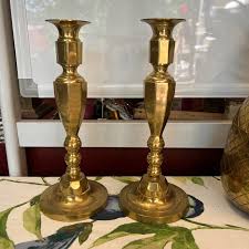 Pair of 1950s Brass Candlesticks | Chairish