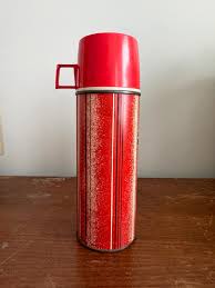 Vintage THERMOS Brand Red Pattern Thermos - Etsy