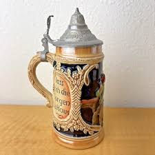 German Beer Stein Pewter Lid Vintage Made in Germany ...