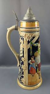 Vintage RM Hand Painted 17" 3L Stein With Metal Lid, Made ...