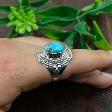Natural Blue Copper Turquoise Gemstone Ring 925 Sterling ...