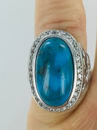 Genuine 10 CT Kingman Turquoise & Natural White Zircon ...