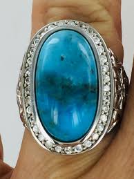 Genuine 10 CT Kingman Turquoise & Natural White Zircon ...