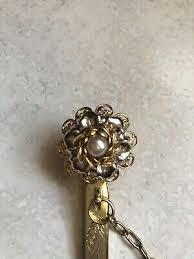 Vintage Kings Key Finder Clips Lot Of 2 Gold Tone Flower Pearl Marbled Blue | eBay