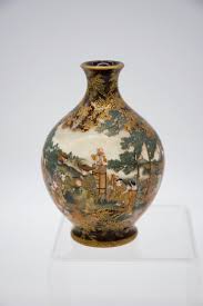 Satsuma earthenware vase by kinkozan, Meiji period For Sale ...