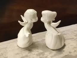 Vintage Pair 3-1/2” Ceramic Kissing Angel Figurines-Unmarked | eBay