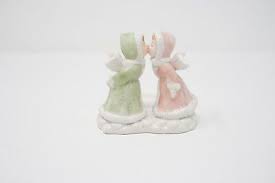 Vintage Porcelain Kissing Angels Figurine Candle Holder ...