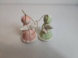 Giftco Ceramic Pastel Kissing Angel Bell Ornament Set With ...