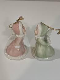 Giftco Ceramic Pastel Kissing Angel Bell Ornament Set With ...