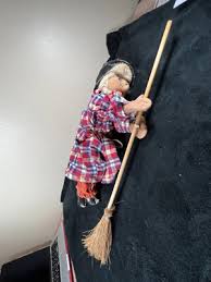 Vintage Nylon Hose Art Witch with Broomstick Halloween | eBay