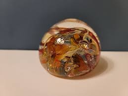 Vtg Heavy Art Glass PAPERWEIGHT PSYCHEDELIC SWIRL OF COLOR ...