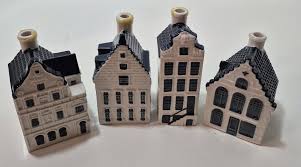 KLM BOLS Delft Blue Miniature Canal Houses Set of Four (4 ...