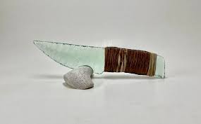Green “sprite Bottle” Glass Dagger W/ Sinew Wrapped Handle ...