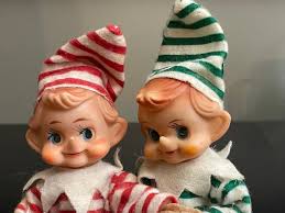 Vintage Christmas Pixie Elf Knee Huggers: Striped Felt Shelf ...