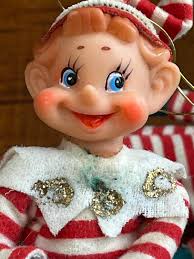 Vintage Christmas Knee Hugger Pixie Elf. Japan Felt Rubber ...