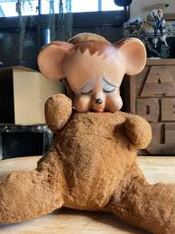 Vintage Knickerbocker Brown Plush Bear Pouting Rubber Vinyl ...