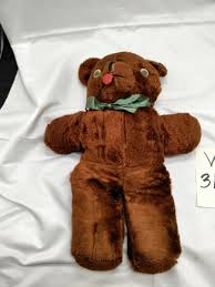 Plush TEDDY Bear VTG Felt Tongue Brown 16" Stuffed 30'S 40'S ...