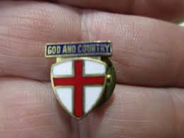 Red Cross Shield God and Country Gold Tone Red White Blue ...