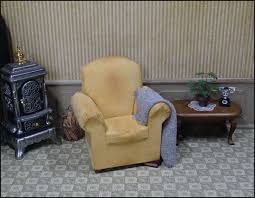 Buy 1:12 Scale Miniature Comfy Chair, Used Look Dollhouse Arm Chair Faux Suede Fabric, Handmade Upholstered Chair Online in India - Etsy