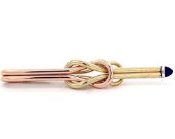 Vintage 14k Yellow & Rose Gold Knot Tie Clip: Sapphire ...