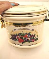 Knotts Berry Farm Foods Ceramic Canister Fruit Design Oval Latching has wear. | eBay