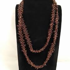 Beaded Necklace Tribal Boho Island Hawaii Style Dark Brown Resin Costume | eBay