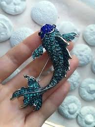 An Era Elegance Koi Fish Figure Rhinestone Crystal Brooch Silver Tone Pin | eBay