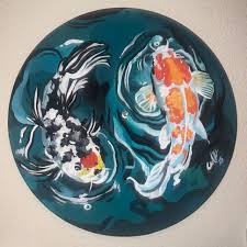 Custom Koi Fish Record Painting - Etsy