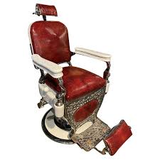 Theodore A. Kochs Restored Chrome & Porcelain Barber Chair, circa 1920. For Sale at Ruby Lane