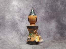 Bobblehead Kokeshi Doll, Vintage Japanese Wooden Kokeshi ...