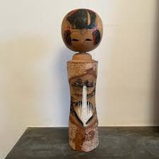 Vintage Japanese Handmade Kokeshi Doll with Tree Bark for sale at Pamono