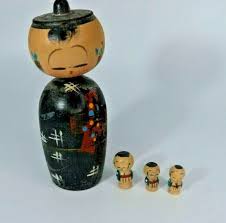 Vintage pair of Kokeshi Bobble Head Nesting Dolls Japan | eBay