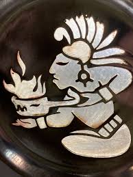 VTG MID CENTURY LOS CASTILLO MIXED METAL & GLASS PLATE PLUMA ...