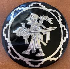 Vintage MG Sterling Silver Aztec Mayan Warrior Onyx Brooch ...